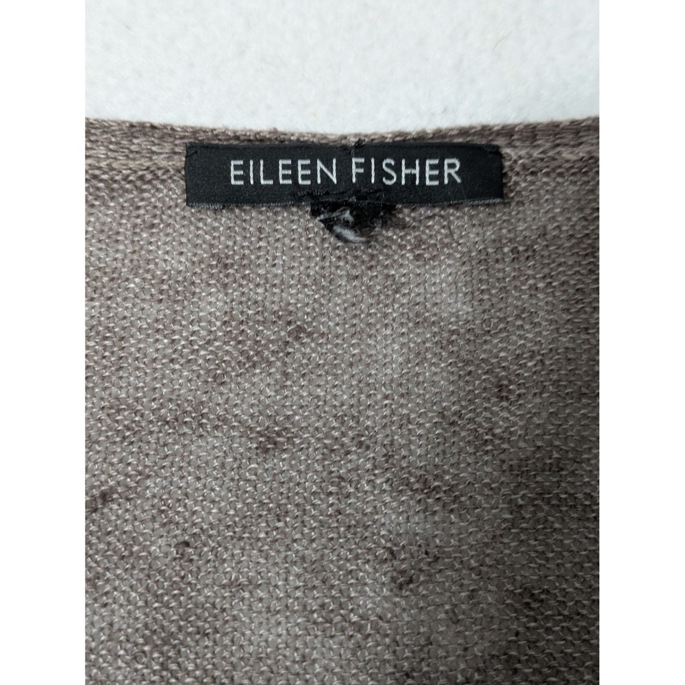 Eileen Fisher L 100% Linen Brown Button Down Cardigan High Low Long Lagenlook - Picture 4 of 10